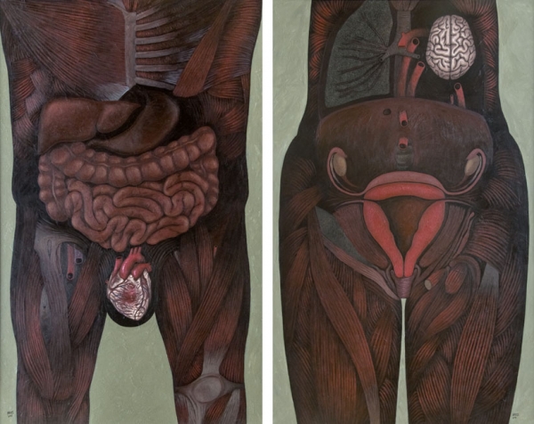 Adan y Eva, acrilico s/ lienzo, 160 x 200 cm, 2013